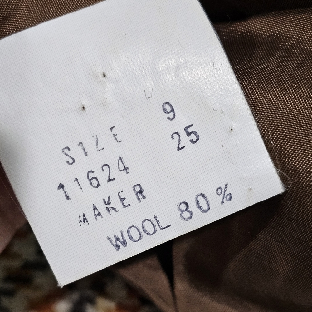ATELIER SAB Women Wool Houndstooth Cream Brown Orange Cropped Jacket M/L - Picture 10 of 10